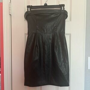 NWOT Altard State black leather strapless bodycon mini dress XS